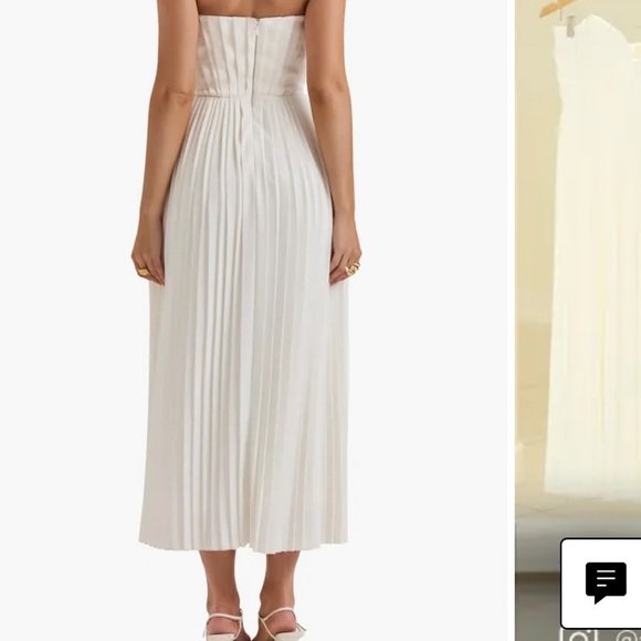 House of CB — Amorata Cream Strapless Pleated Dress - Picture 2 of 8